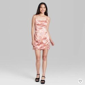 Wild Fable Womens Swiftie Fairy Baby Doll Notch Slip  Dress‎ Pink Floral  NWT